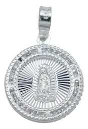 Dije Medalla Virgen Guadalupe Plata 925 con Zirconia Blanca - Imagen 1