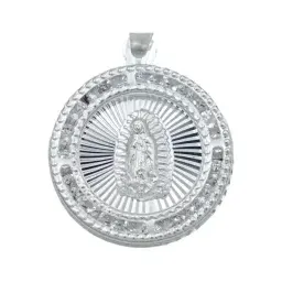 Dije Medalla Virgen Guadalupe Plata 925 con Zirconia Blanca - Imagen 2