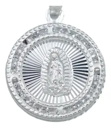 Dije Medalla Virgen Guadalupe Plata 925 con Zirconia Blanca - Imagen 2
