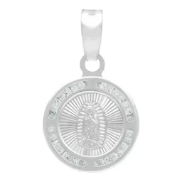 Dije Medalla Virgen Guadalupe Plata 925 con Zirconia Radiante - Imagen 1