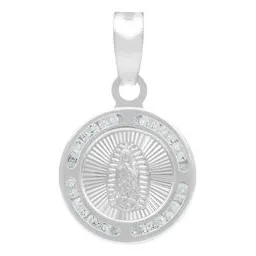 Dije Medalla Virgen Guadalupe Plata 925 con Zirconia Radiante - Imagen 1