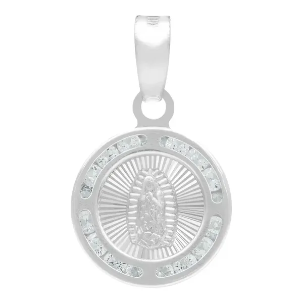 Dije Medalla Virgen Guadalupe Plata 925 con Zirconia Radiante - Imagen 1