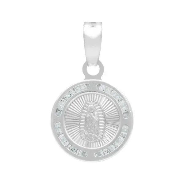 Dije Medalla Virgen Guadalupe Plata 925 con Zirconia Radiante - Imagen 1