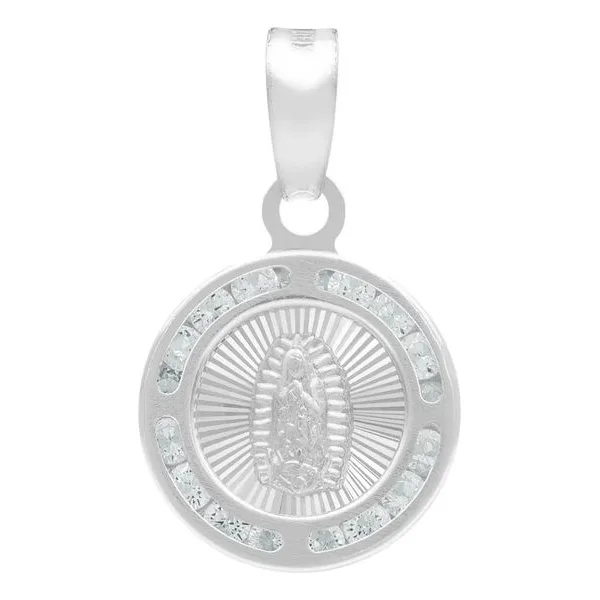 Dije Medalla Virgen Guadalupe Plata 925 con Zirconia Radiante - Imagen 1