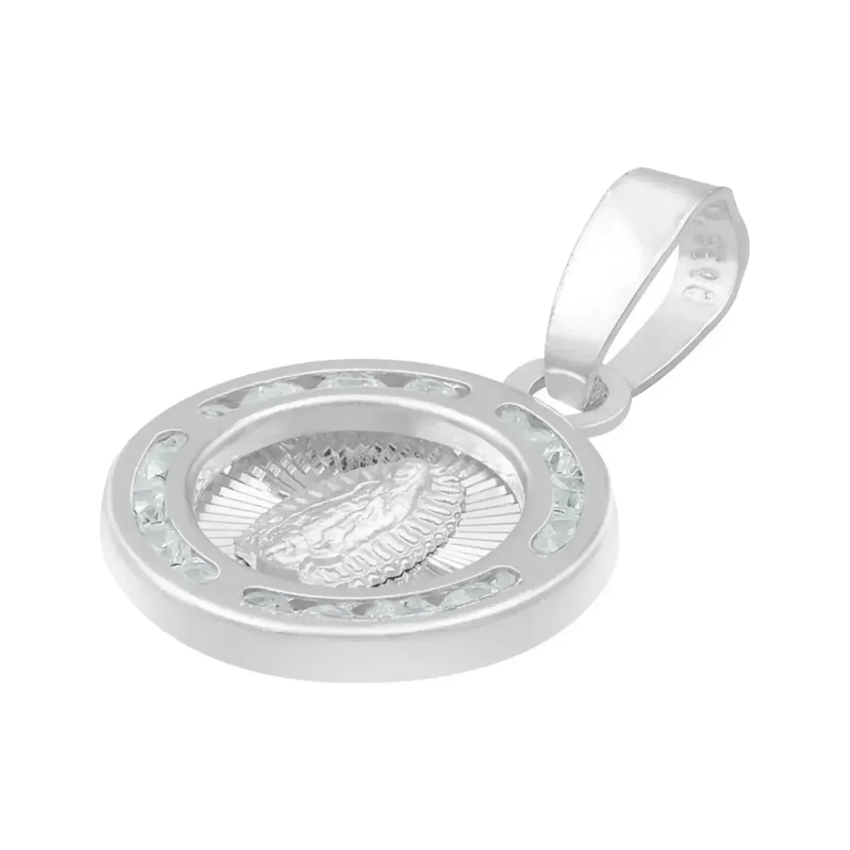 Dije Medalla Virgen Guadalupe Plata 925 con Zirconia Radiante - Imagen 4