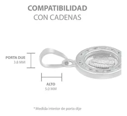 Dije Medalla Virgen Guadalupe Plata 925 con Zirconia Radiante - Imagen 6