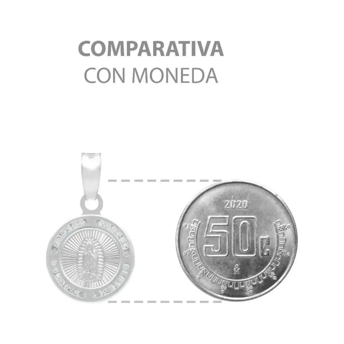 Dije Medalla Virgen Guadalupe Plata 925 con Zirconia Radiante - Imagen 8