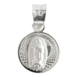 Dije Medalla Virgen Guadalupe Plata 925 Diamantada Pequeña - Imagen 1