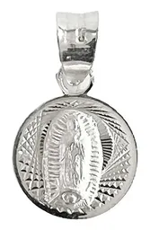 Dije Medalla Virgen Guadalupe Plata 925 Diamantada Pequeña - Imagen 1