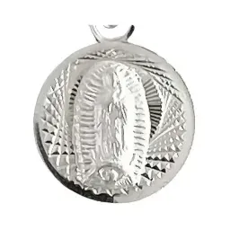 Dije Medalla Virgen Guadalupe Plata 925 Diamantada Pequeña - Imagen 3