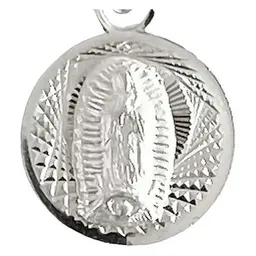 Dije Medalla Virgen Guadalupe Plata 925 Diamantada Pequeña - Imagen 3
