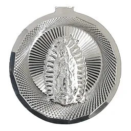 Dije Medalla Virgen Guadalupe Plata 925 Diseño Diamantado - Imagen 2