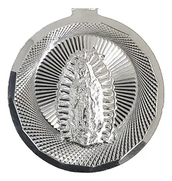Dije Medalla Virgen Guadalupe Plata 925 Diseño Diamantado - Imagen 2