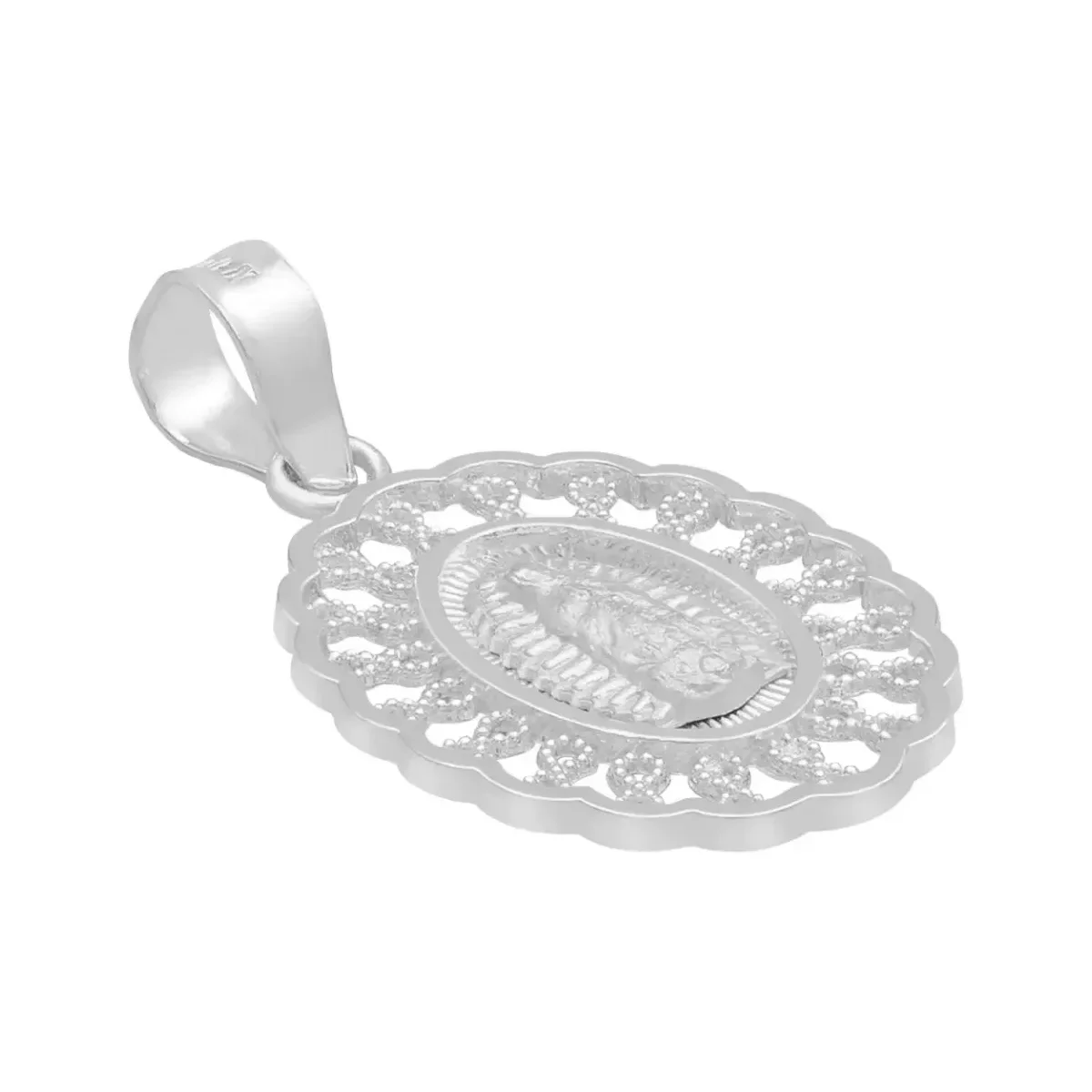 Dije Medalla Virgen Guadalupe Plata .925 Grecas - Imagen 3