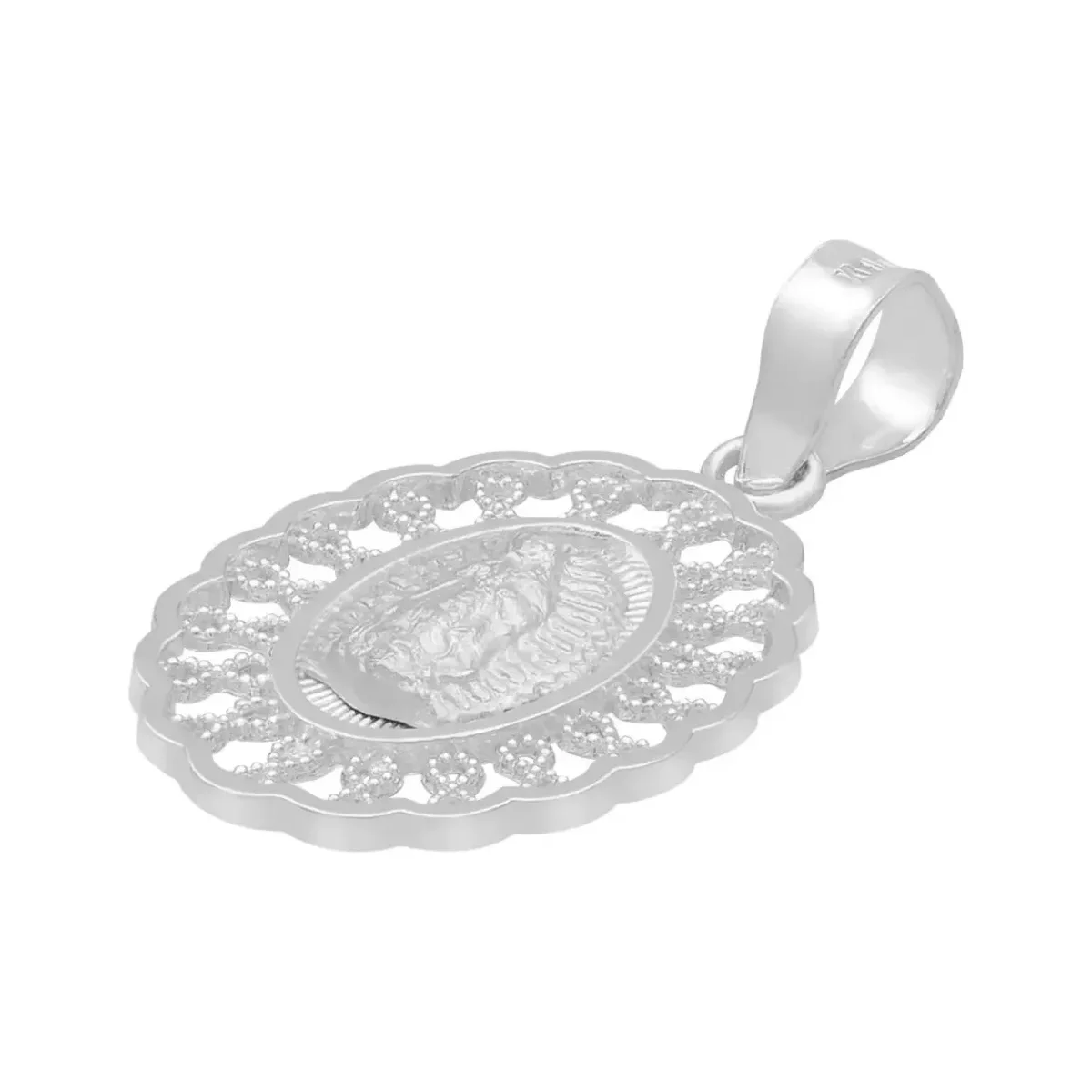 Dije Medalla Virgen Guadalupe Plata .925 Grecas - Imagen 4