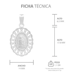 Dije Medalla Virgen Guadalupe Plata .925 Grecas - Imagen 7