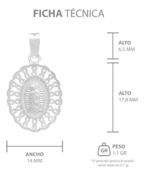 Dije Medalla Virgen Guadalupe Plata .925 Grecas - Imagen 7