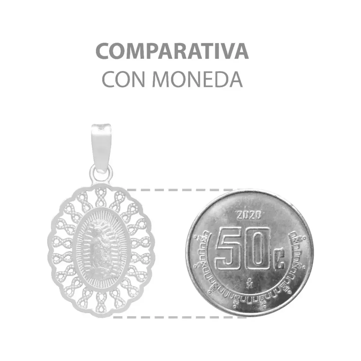 Dije Medalla Virgen Guadalupe Plata .925 Grecas - Imagen 8