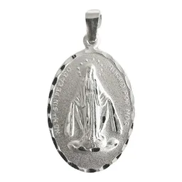 Dije Medalla Virgen Milagrosa Ovalada Plata 925 Religiosa Unisex - Imagen 1