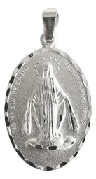 Dije Medalla Virgen Milagrosa Ovalada Plata 925 Religiosa Unisex - Imagen 1