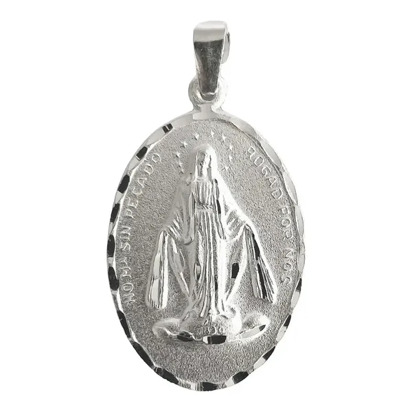 Dije Medalla Virgen Milagrosa Ovalada Plata 925 Religiosa Unisex - Imagen 1