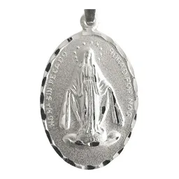 Dije Medalla Virgen Milagrosa Ovalada Plata 925 Religiosa Unisex - Imagen 2