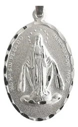 Dije Medalla Virgen Milagrosa Ovalada Plata 925 Religiosa Unisex - Imagen 2