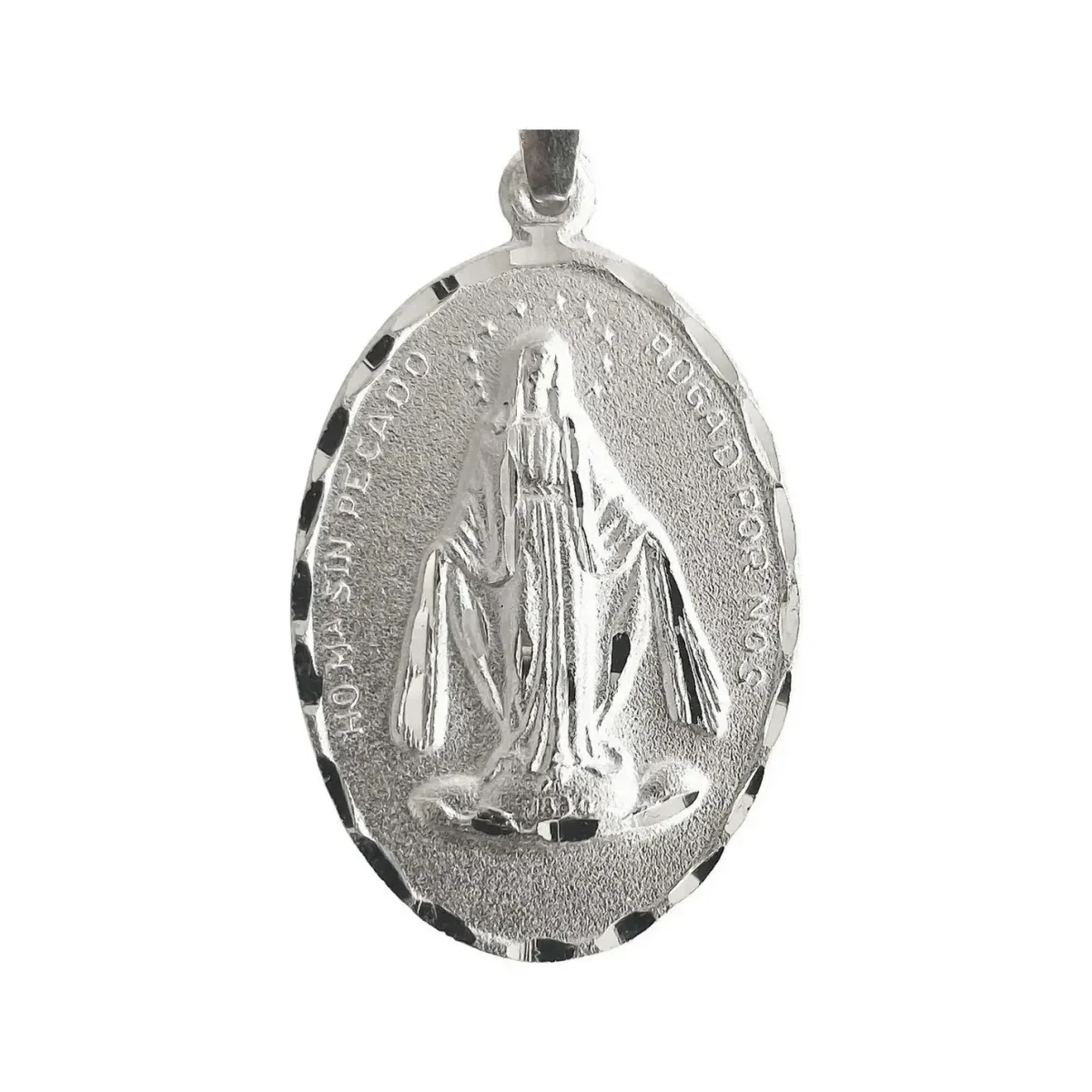 Dije Medalla Virgen Milagrosa Ovalada Plata 925 Religiosa Unisex - Imagen 2