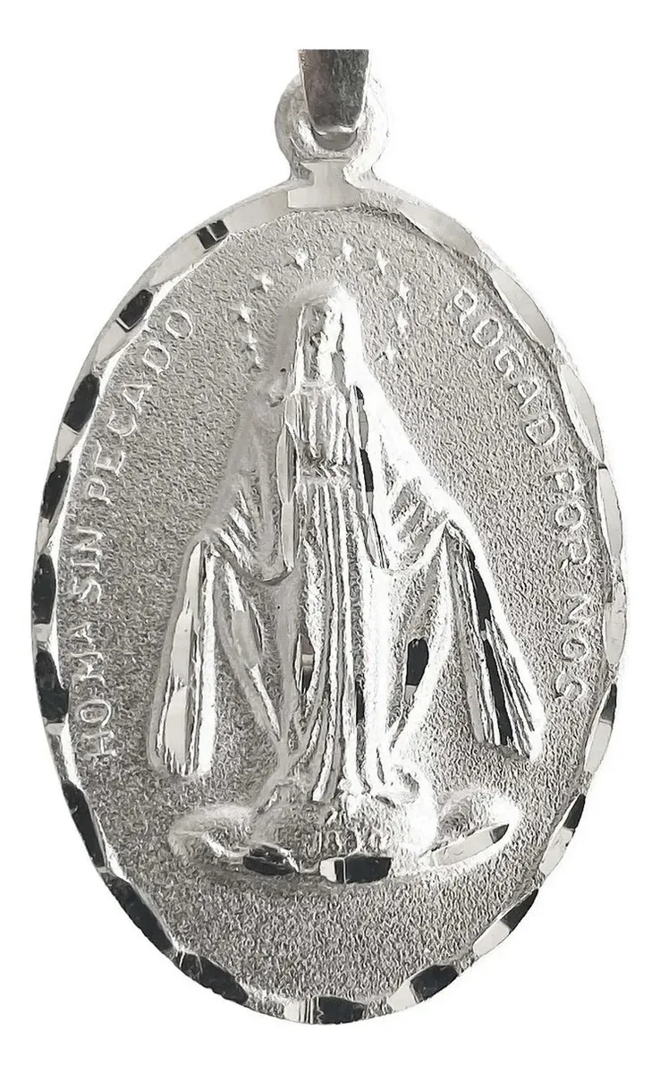 Dije Medalla Virgen Milagrosa Ovalada Plata 925 Religiosa Unisex - Imagen 1