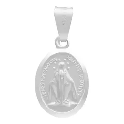 Dije Medalla Virgen Milagrosa Plata 925 Acabado Mate - Imagen 1