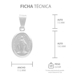 Dije Medalla Virgen Milagrosa Plata 925 Acabado Mate - Imagen 7