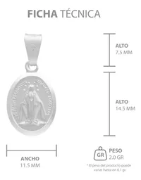 Dije Medalla Virgen Milagrosa Plata 925 Acabado Mate - Imagen 7