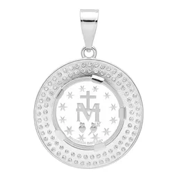 Dije Medalla Virgen Milagrosa Plata 999 con Doble Halo de Zirconia - Imagen 2