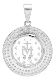 Dije Medalla Virgen Milagrosa Plata 999 con Doble Halo de Zirconia - Imagen 2