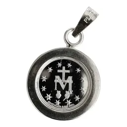 Dije Medalla Virgen Milagrosa Plata 999 con Zirconia - Imagen 2