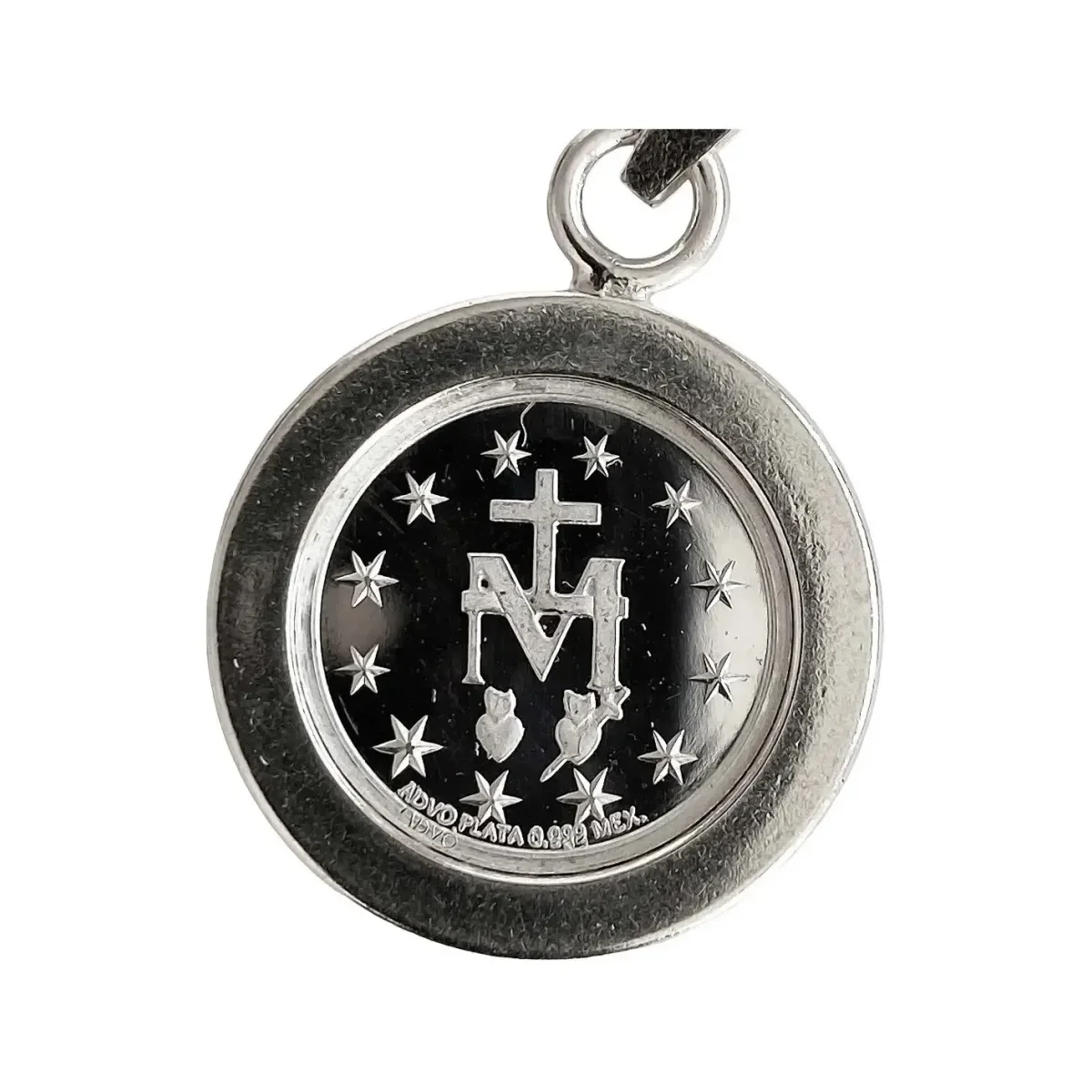 Dije Medalla Virgen Milagrosa Plata 999 con Zirconia - Imagen 4