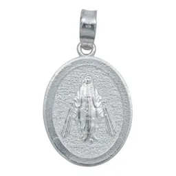 Dije Medalla Virgen Milagrosa Plata 925 Diamantada Acabado Mate - Imagen 1