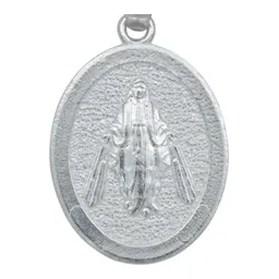 Dije Medalla Virgen Milagrosa Plata 925 Diamantada Acabado Mate - Imagen 2
