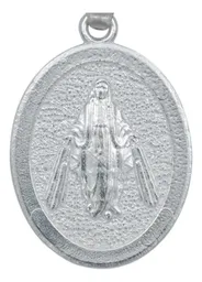 Dije Medalla Virgen Milagrosa Plata 925 Diamantada Acabado Mate - Imagen 2