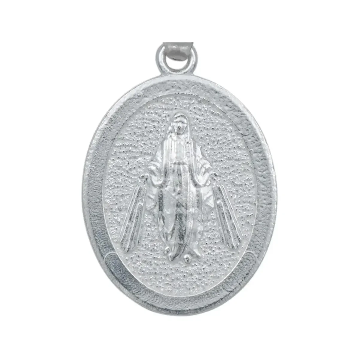 Dije Medalla Virgen Milagrosa Plata 925 Diamantada Acabado Mate - Imagen 2