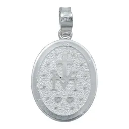 Dije Medalla Virgen Milagrosa Plata 925 Diamantada Acabado Mate - Imagen 3