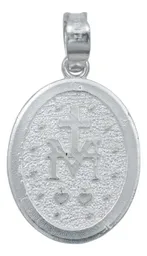 Dije Medalla Virgen Milagrosa Plata 925 Diamantada Acabado Mate - Imagen 3