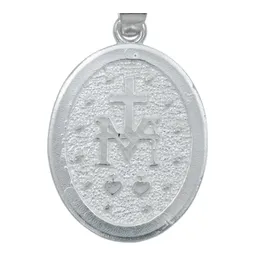 Dije Medalla Virgen Milagrosa Plata 925 Diamantada Acabado Mate - Imagen 4