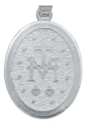 Dije Medalla Virgen Milagrosa Plata 925 Diamantada Acabado Mate - Imagen 4