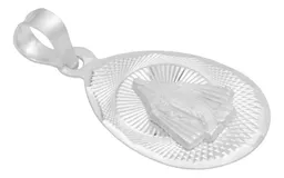 Dije Medalla Virgen Milagrosa Plata 925 Ovalada Acabado Diamantado - Imagen 3