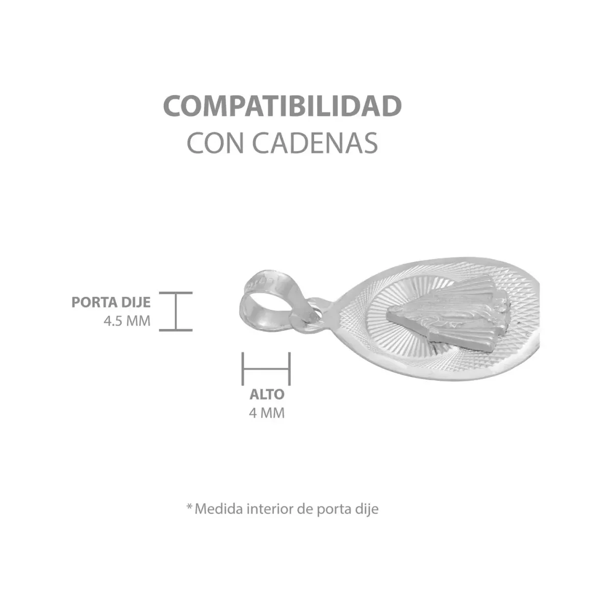 Dije Medalla Virgen Milagrosa Plata 925 Ovalada Acabado Diamantado - Imagen 7