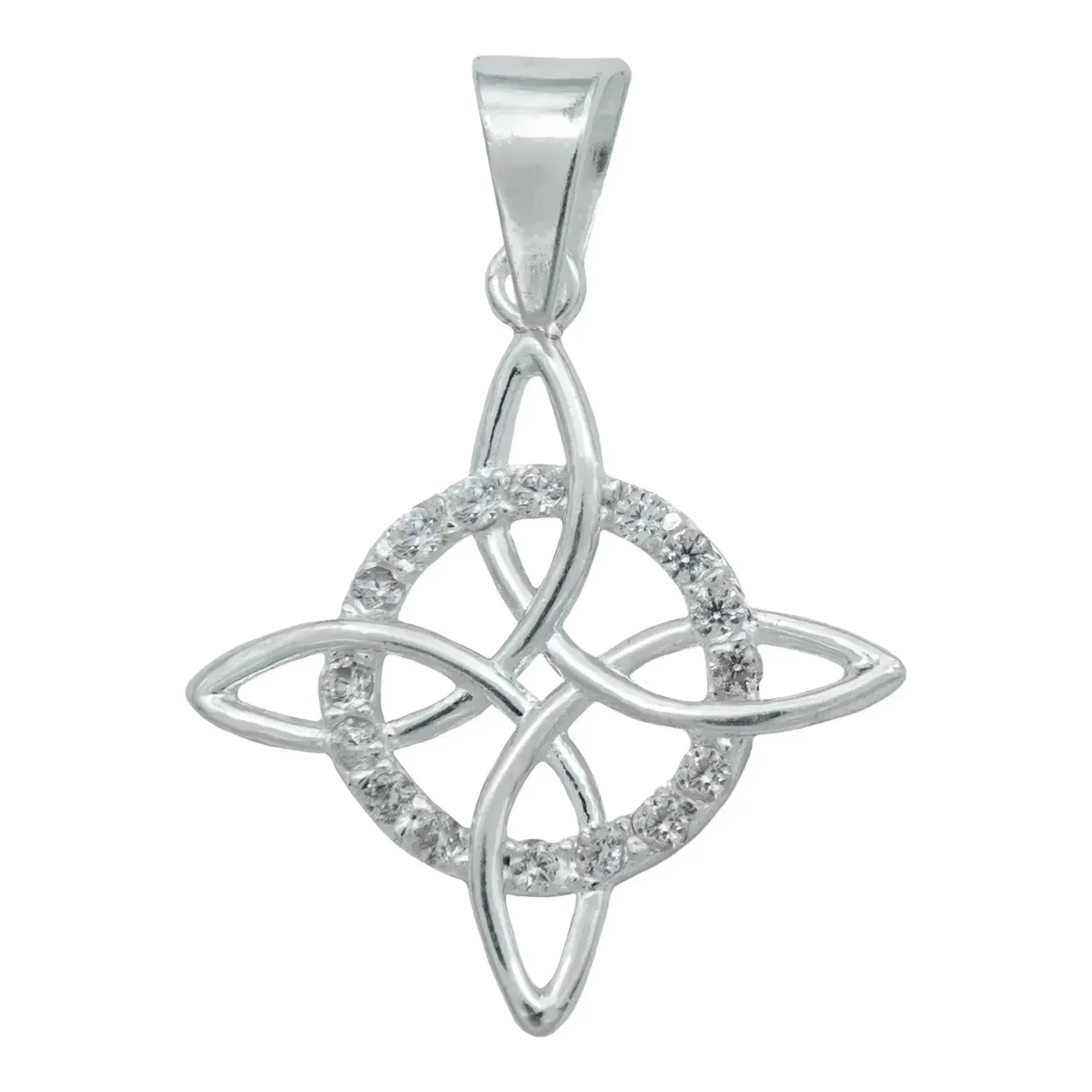 Dije nudo de brujas en plata .925 con piedra zirconia blanca brillante de veintinueve por diecinueve milímetros Joyaris