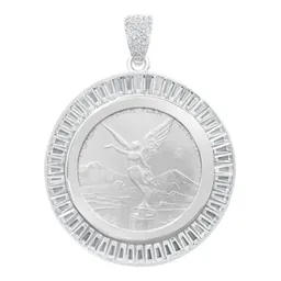 Dije Moneda Onza Plata 925 Zirconia Diseño Moderno Hombre - Imagen 1