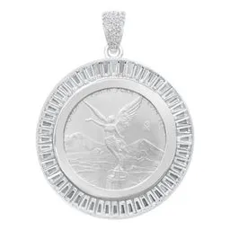 Dije Moneda Onza Plata Fina 925 Zirconia Diseño Moderno Hombre - Imagen 1