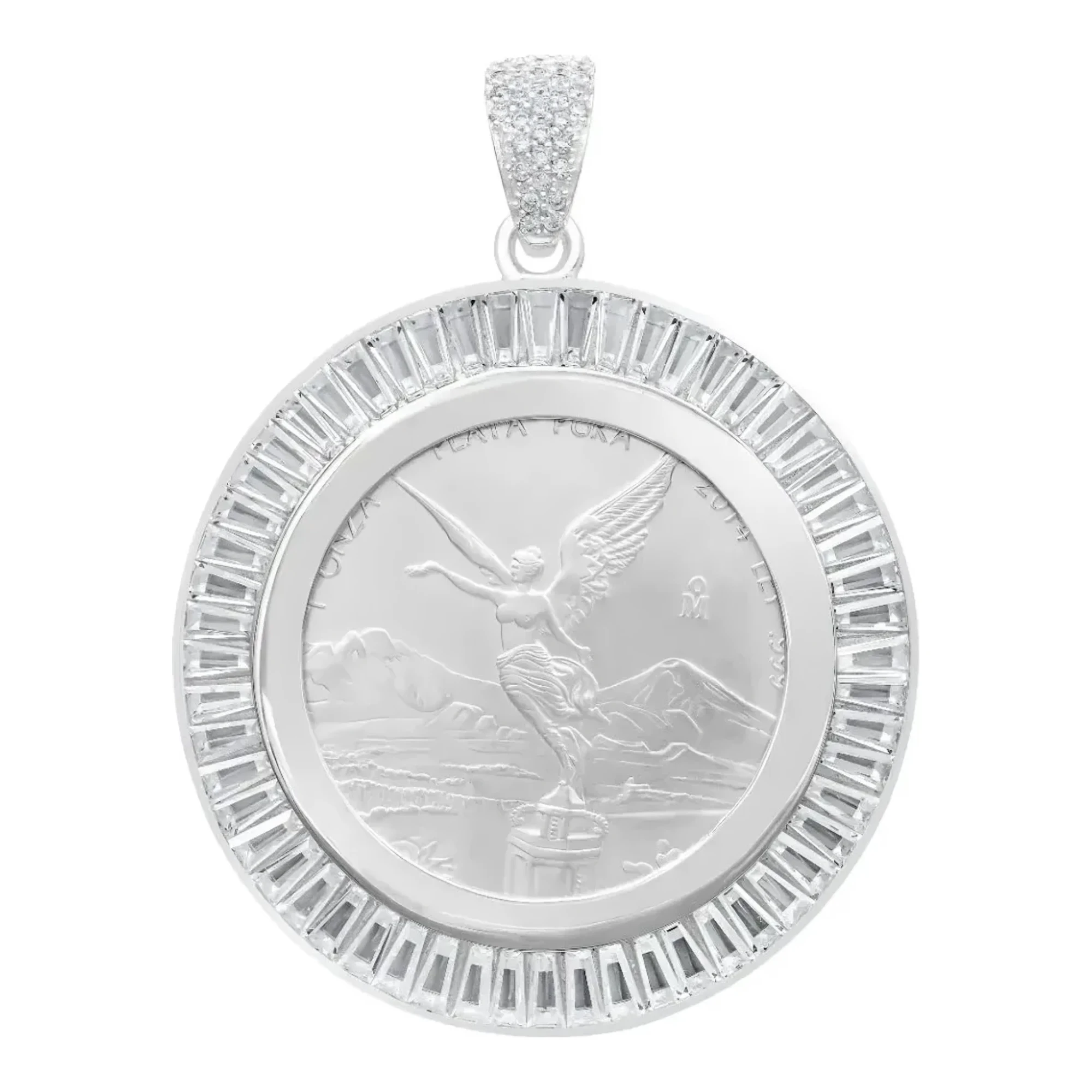 Dije Moneda Onza Plata Fina 925 Zirconia Hombre - Joyaris joyería artesanal mexicana para hombre